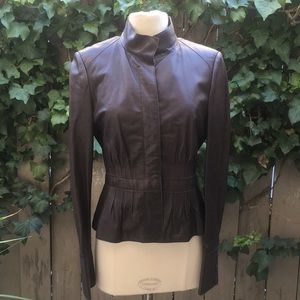 Hugo Boss chocolate brown leather jacket